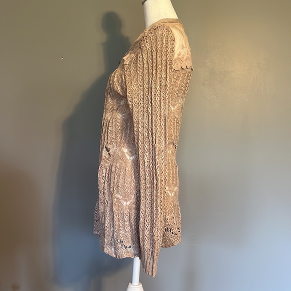 American Rag Pale Pink Cardigan Sweater with Lace Detail, Size Medium - Picture 4 of 6